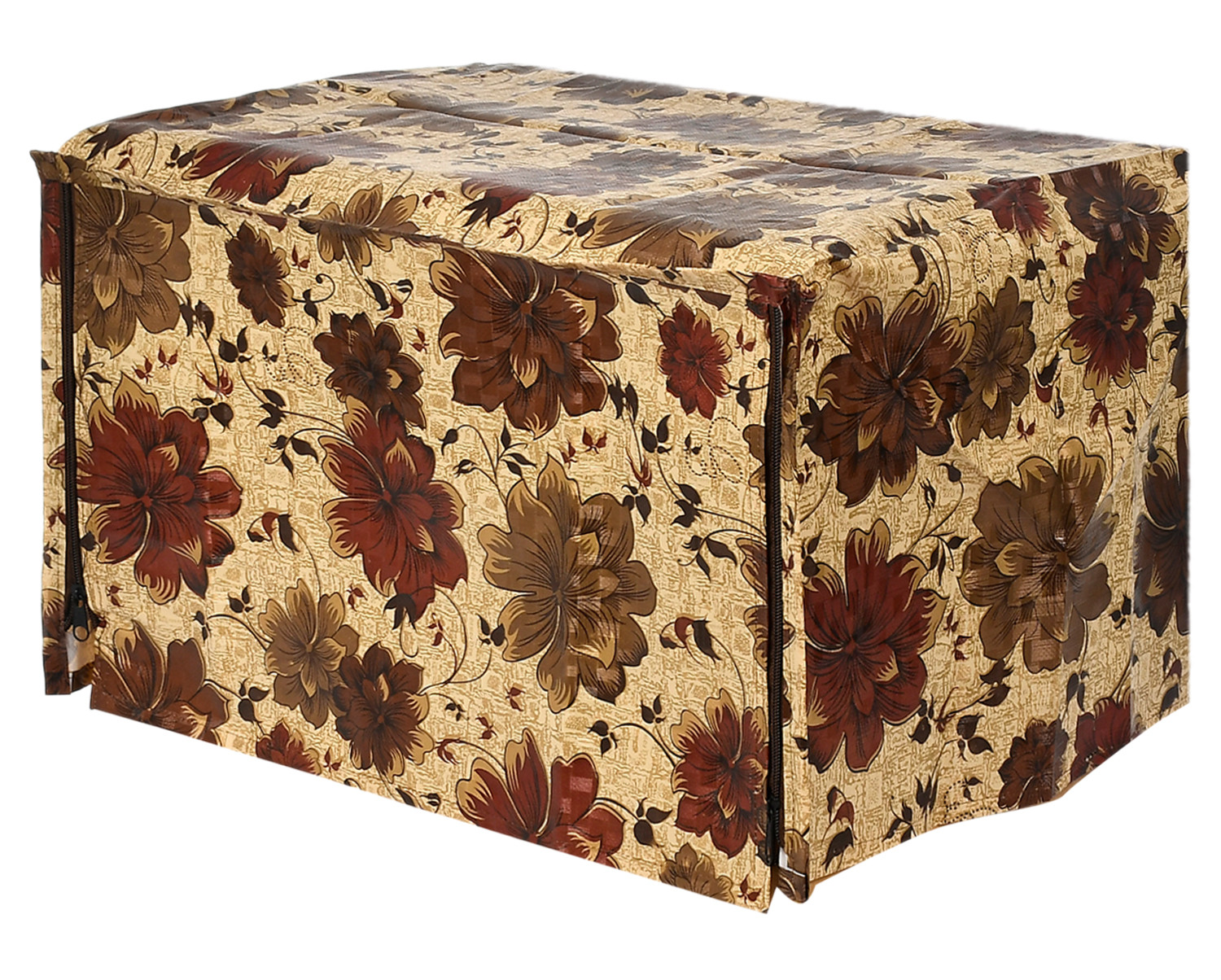Kuber Industries PVC Flower Printed Microwave Oven Cover, Dustproof Machine Protector Cover,20 Ltr. (Brown)