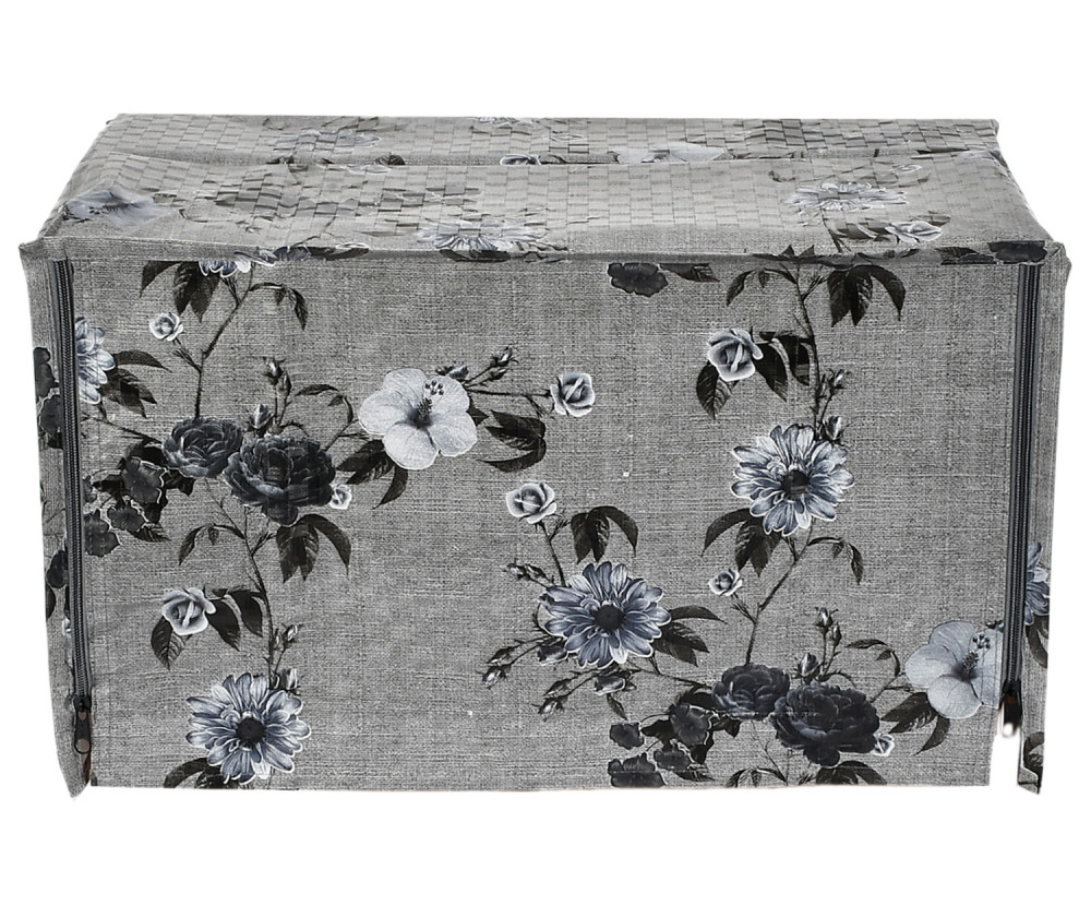 Kuber Industries PVC Flower Printed Microwave Oven Cover, Dustproof Machine Protector Cover,20 Ltr. (Grey)