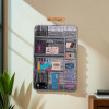 PVC Foldable Wardrobe Hanging Document Holder With 10 Pockets | Wall Pocket Storage File Organizer For Home & Office | Lining Design - Grey & Black