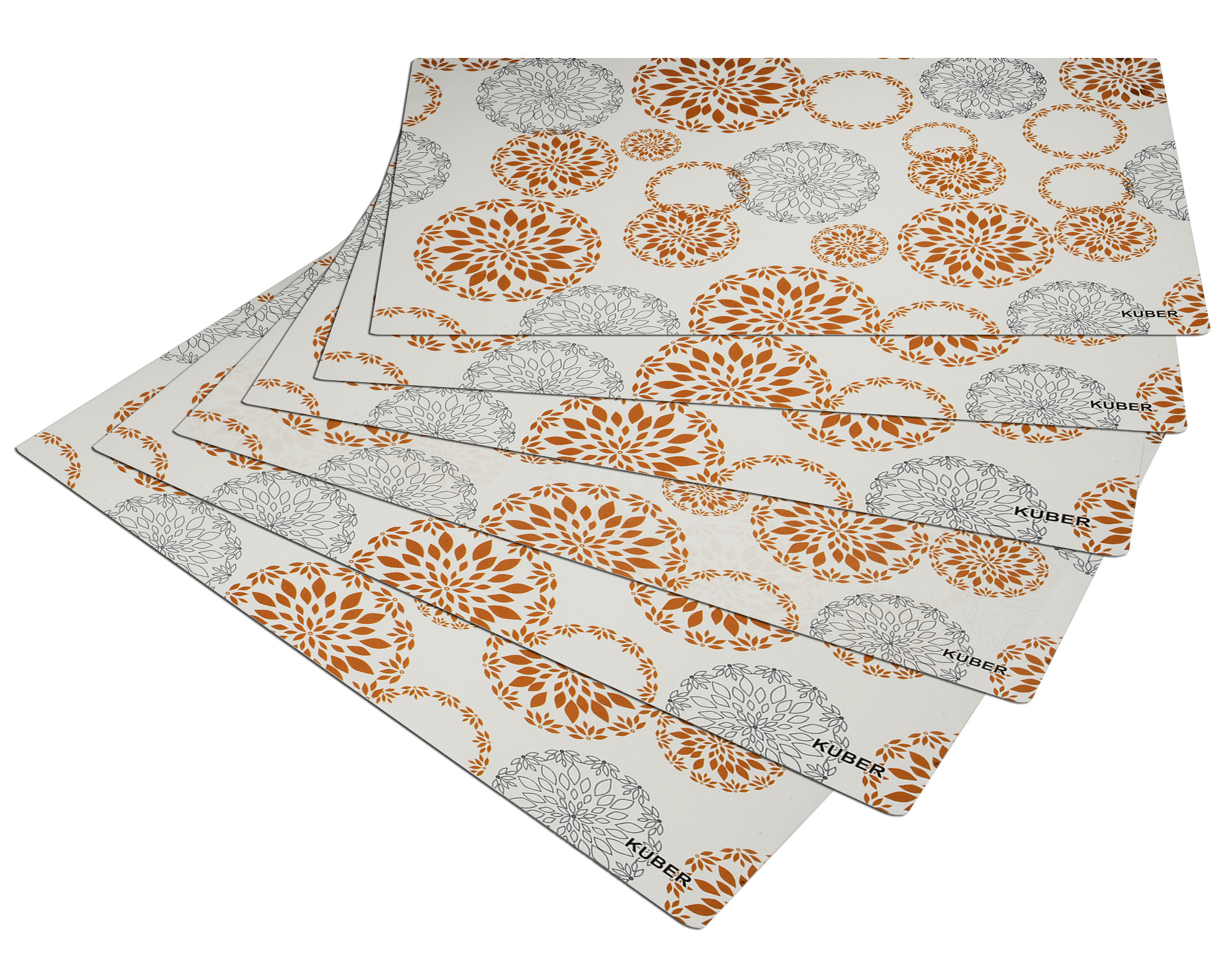 Kuber Industries PVC Fridge Multipurpose Mat, Set of 6, Rangoli,White