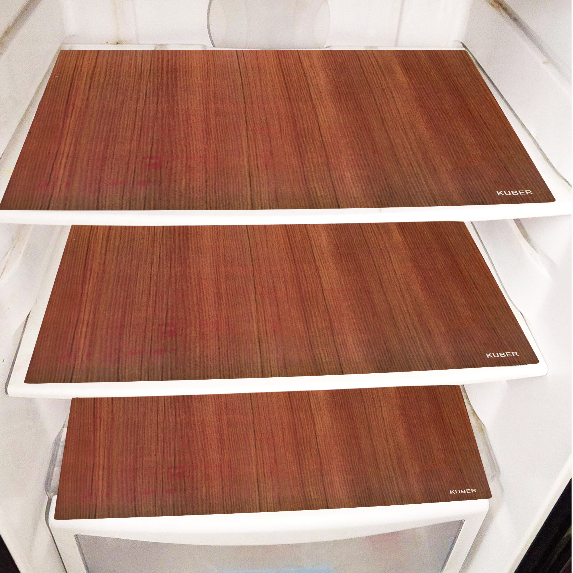 Kuber Industries PVC Fridge Multipurpose Mat, Set of 6,Lining,Brown