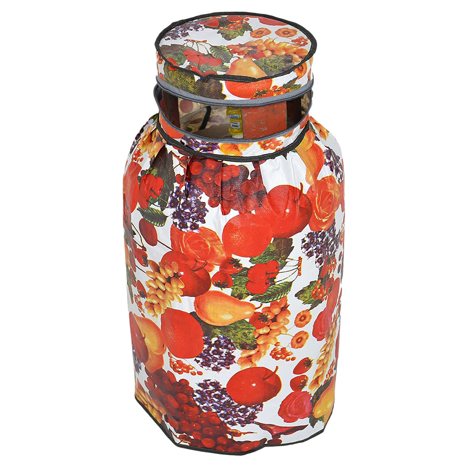 Kuber Industries PVC Fruits Print Waterproof and Dustproof Cylinder Cover For Home & Kitchen (Red)