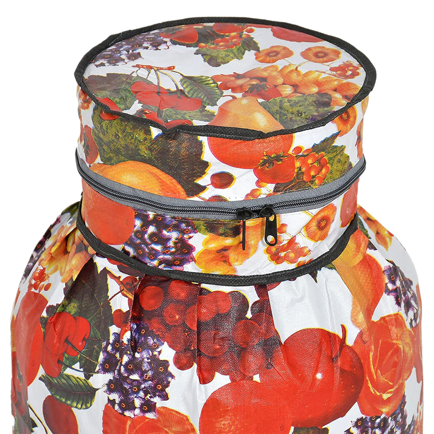 Kuber Industries PVC Fruits Print Waterproof and Dustproof Cylinder Cover For Home & Kitchen (Red)