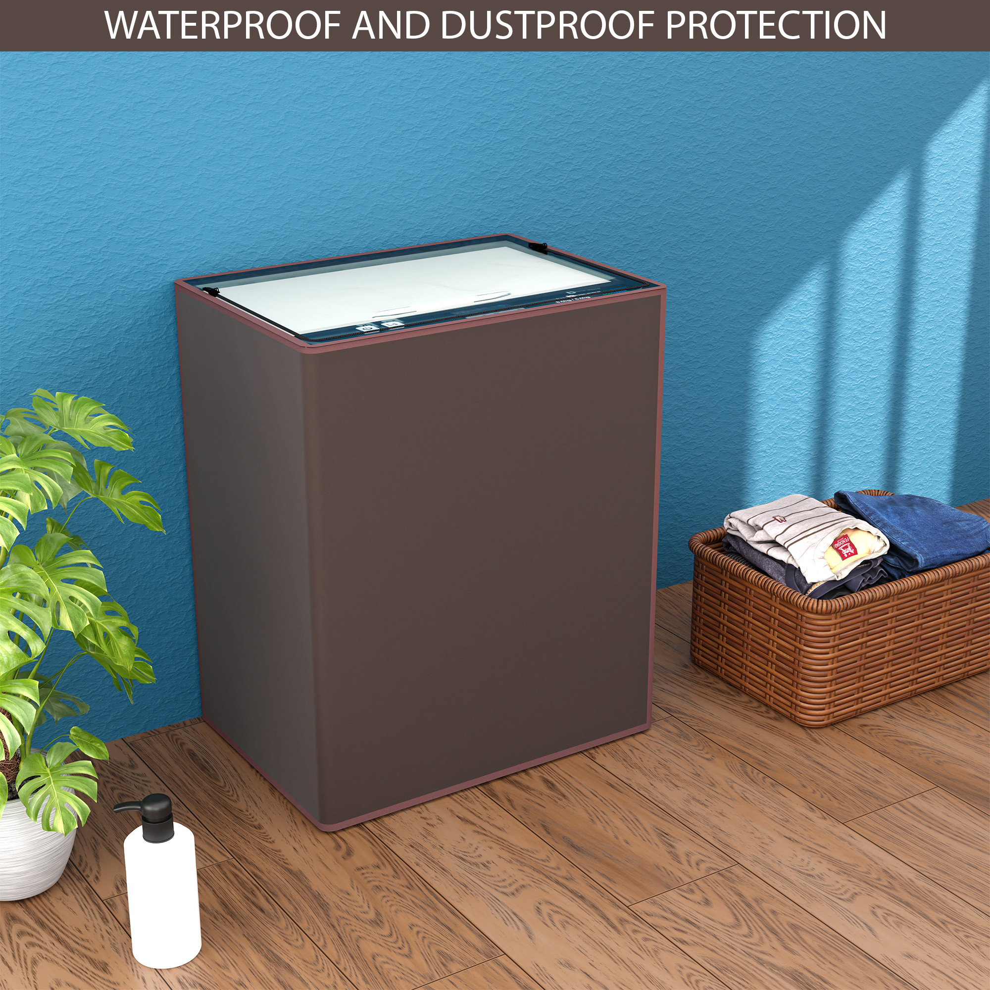 Kuber Industries PVC Fully Automatic Top Load Washing Machine Cover 7 kg 75 kg 8 kg  85 Kg Waterproof and Dustproof Washing Machine Top Cover  Plain - Brown