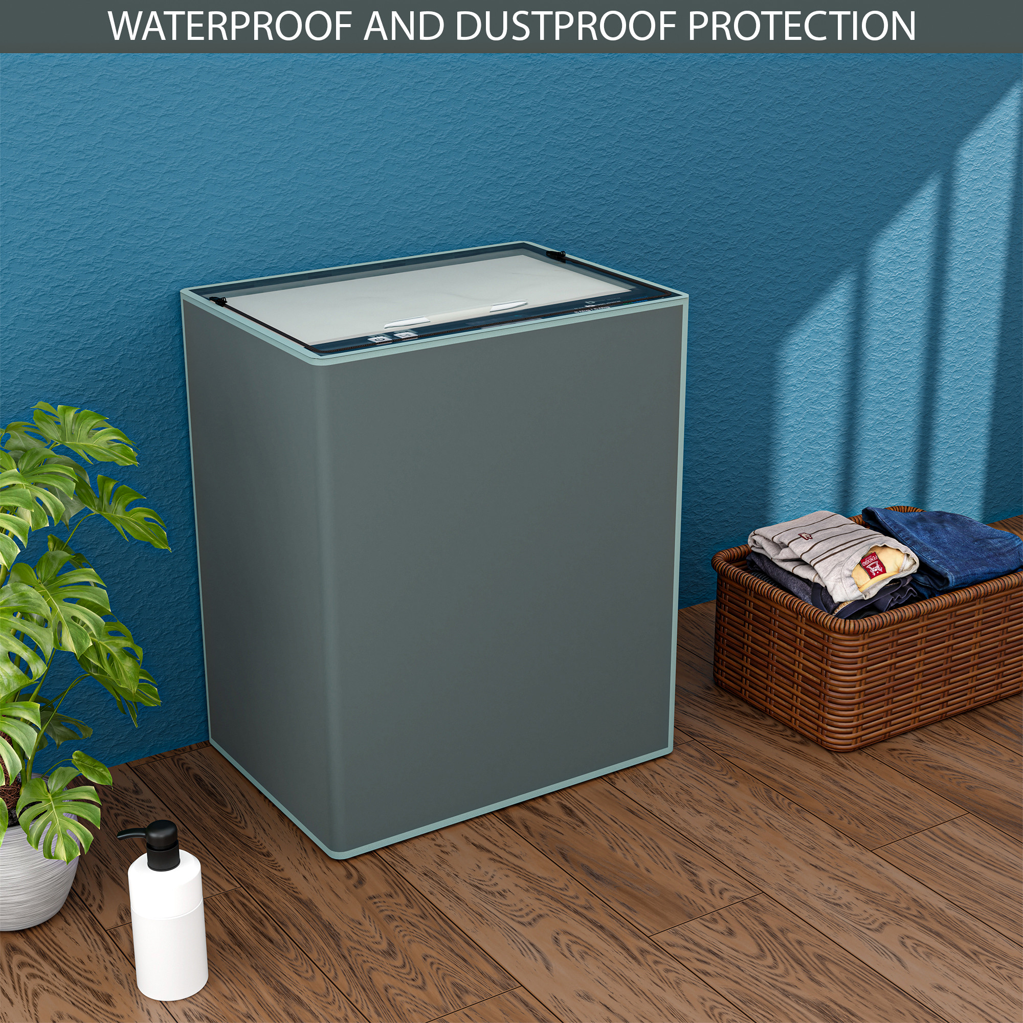 Kuber Industries PVC Fully Automatic Top Load Washing Machine Cover 7 kg 75 kg 8 kg  85 Kg Waterproof and Dustproof Washing Machine Top Cover  Plain - Grey