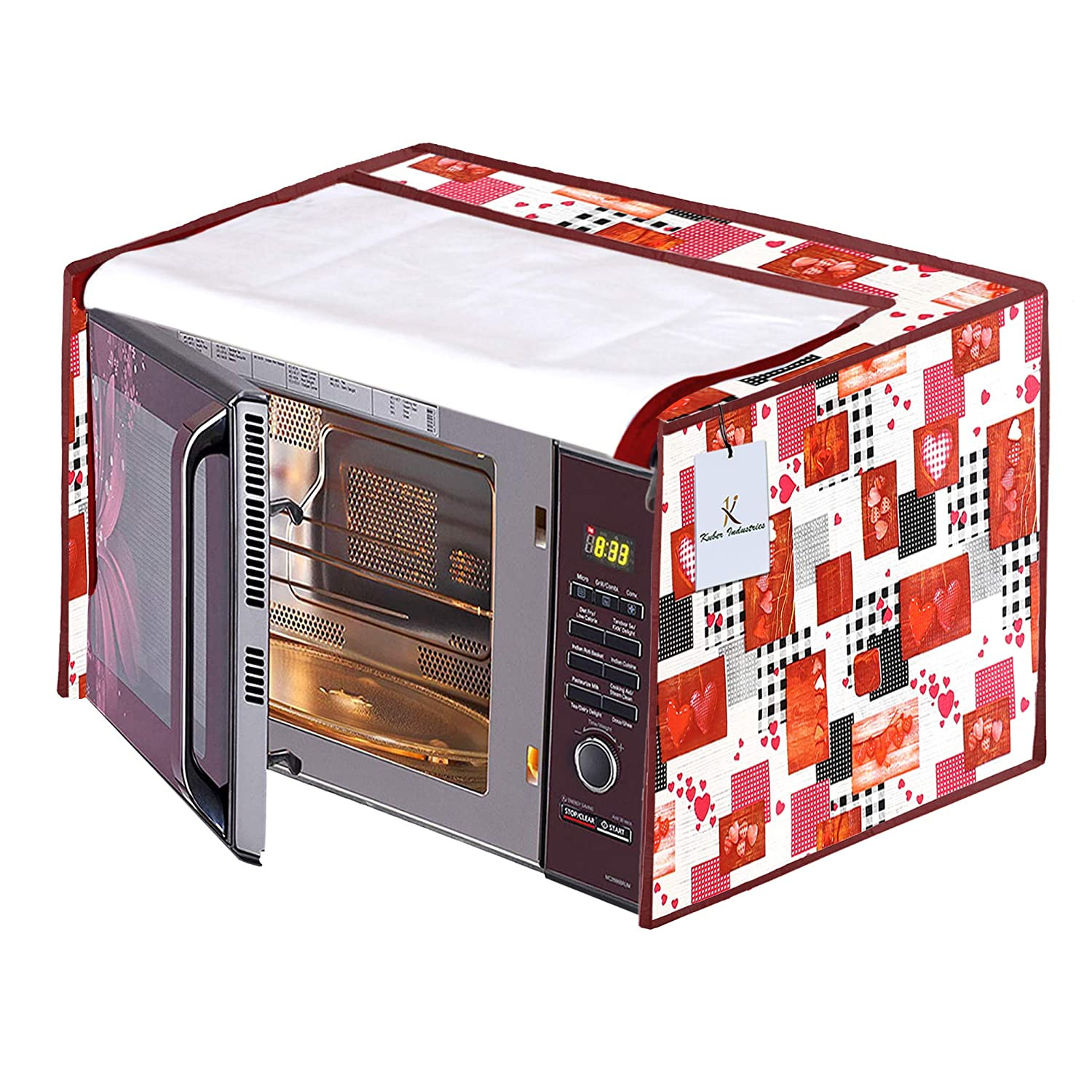 Kuber Industries PVC Heart Printed Microwave Oven Cover,30 Ltr. (Multicolor)-HS43KUBMART25999