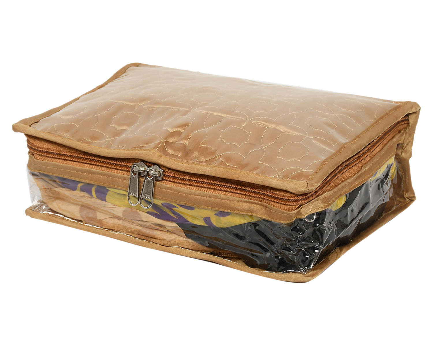 Kuber Industries PVC Laminate Jewellery Organizer For Small Jewellery With 4 Pouches & 2 Bangle Pouchs (Beige) 54KM4065