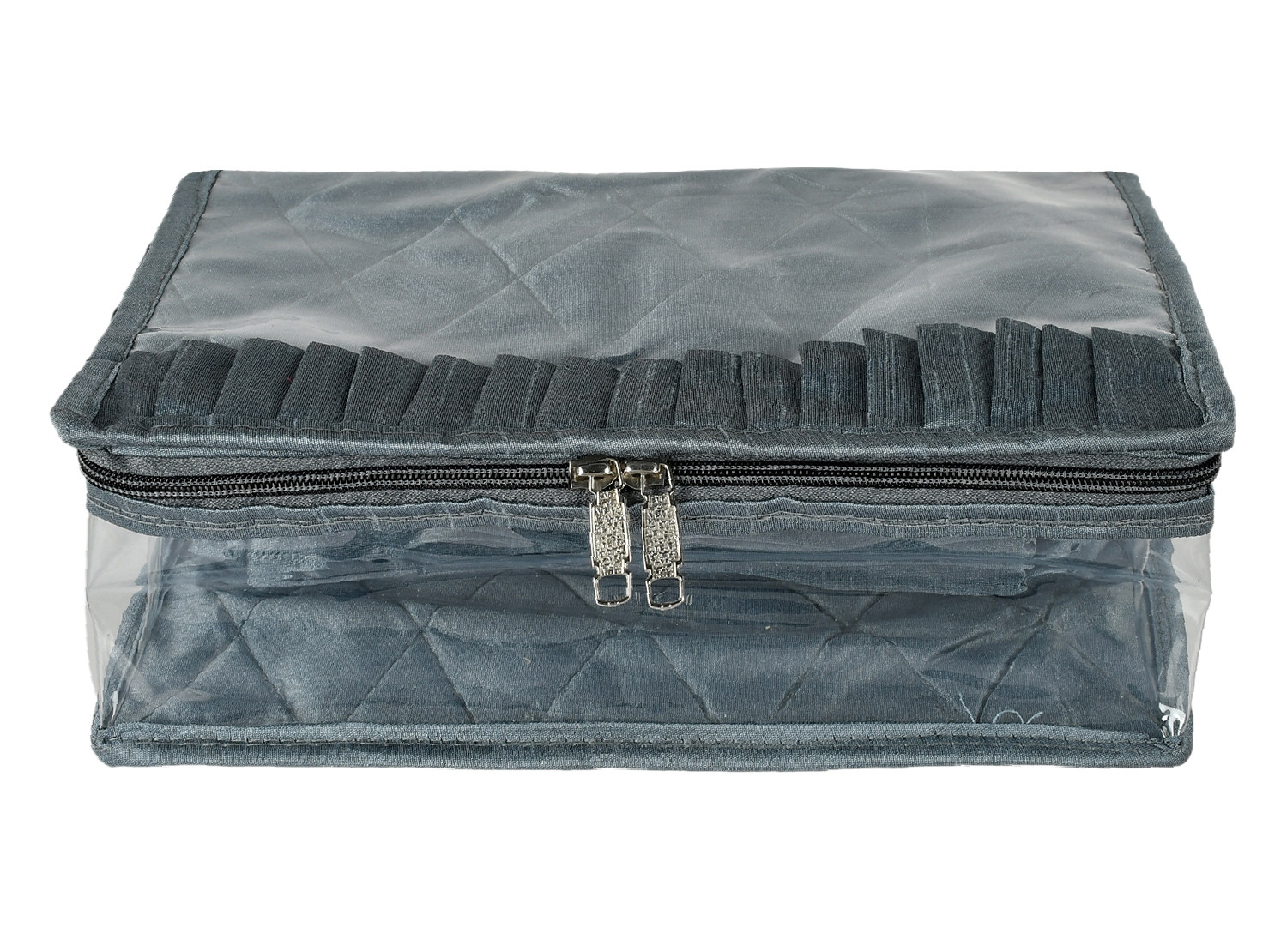 Kuber Industries PVC Laminated Jewellery Organizer|Jewellery Storage Pouch With 13 Transparent Pouches For Home & Traveling (Gray)