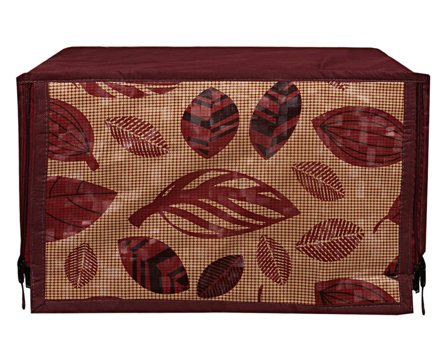 Kuber Industries PVC Leaf Printed Microwave Oven Cover,20 Ltr. (Brown)-HS43KUBMART25961