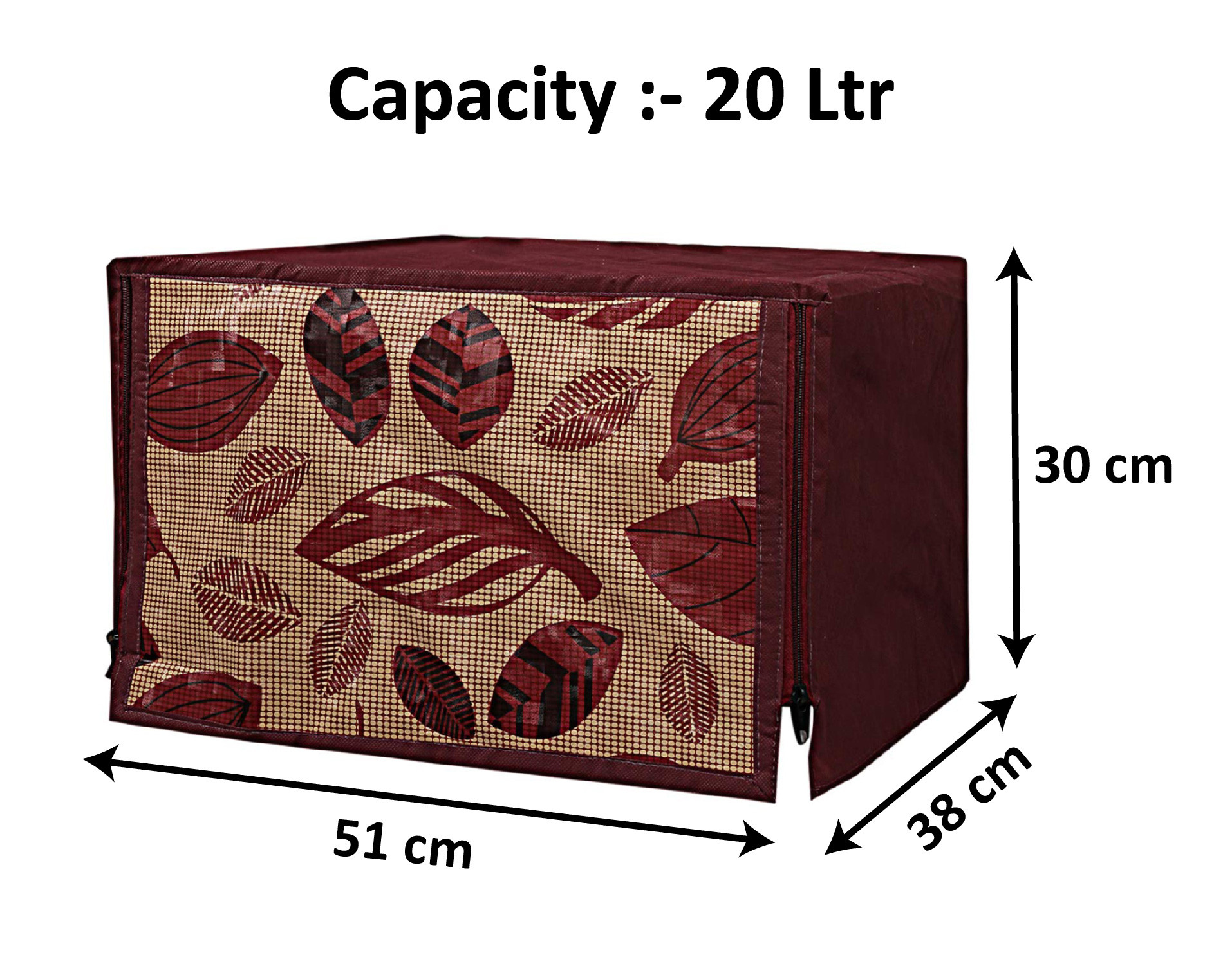 Kuber Industries PVC Leaf Printed Microwave Oven Cover,20 Ltr. (Brown)-HS43KUBMART25961