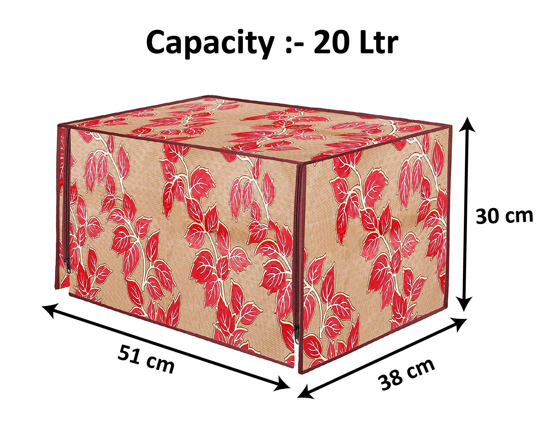 Kuber Industries PVC Leaf Printed Microwave Oven Cover,20 Ltr. (Red)-HS43KUBMART25953