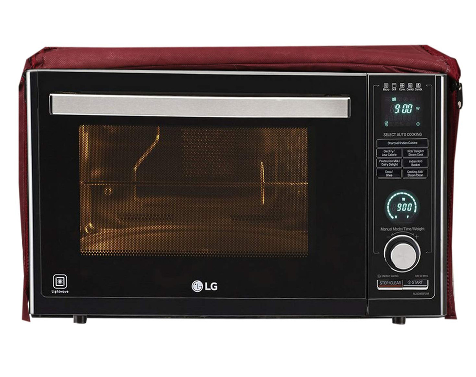 Kuber Industries PVC Leaf Printed Microwave Oven Cover,23 Ltr. (Brown)-HS43KUBMART25963
