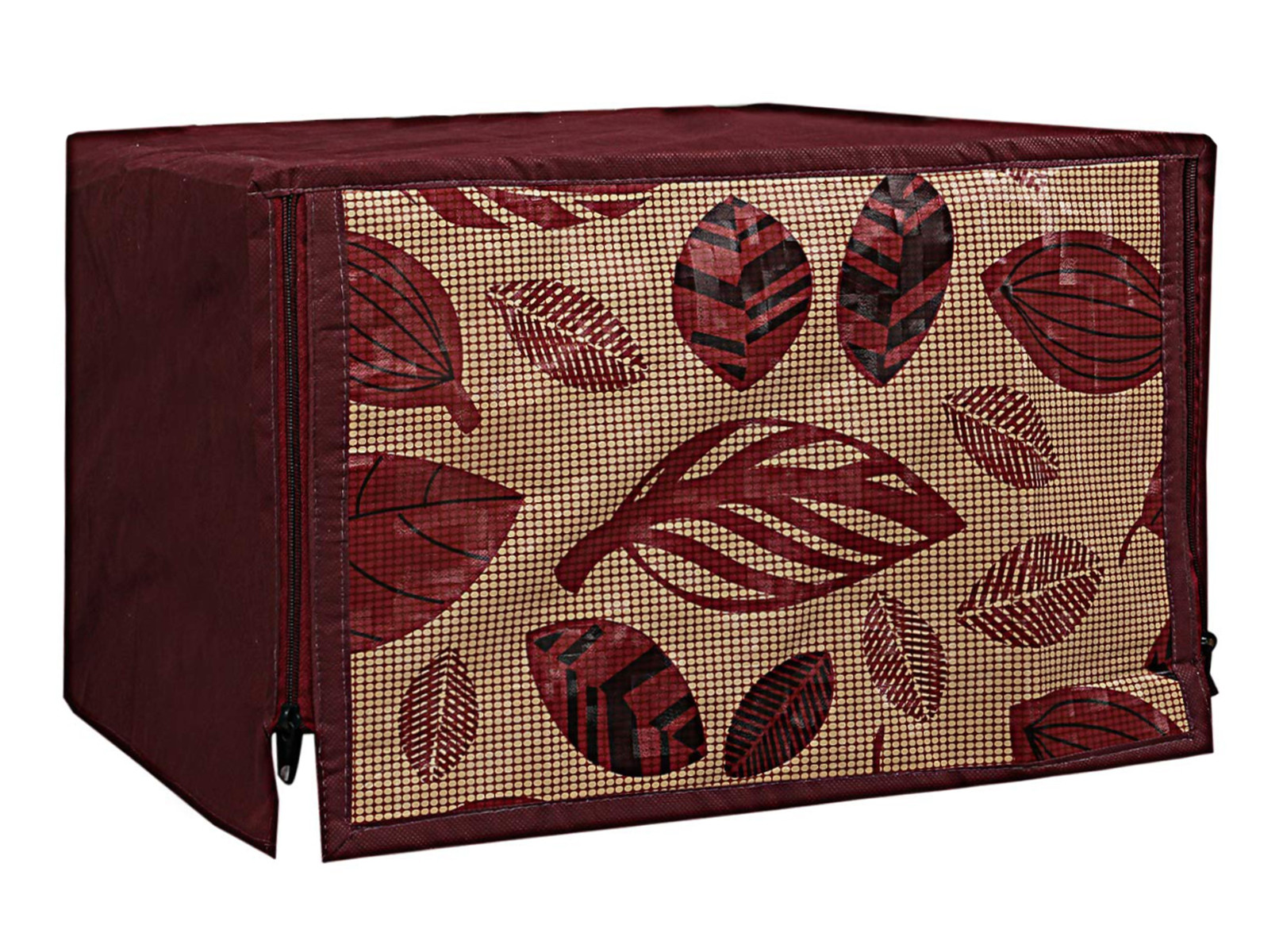 Kuber Industries PVC Leaf Printed Microwave Oven Cover,25 Ltr. (Brown)-HS43KUBMART25965