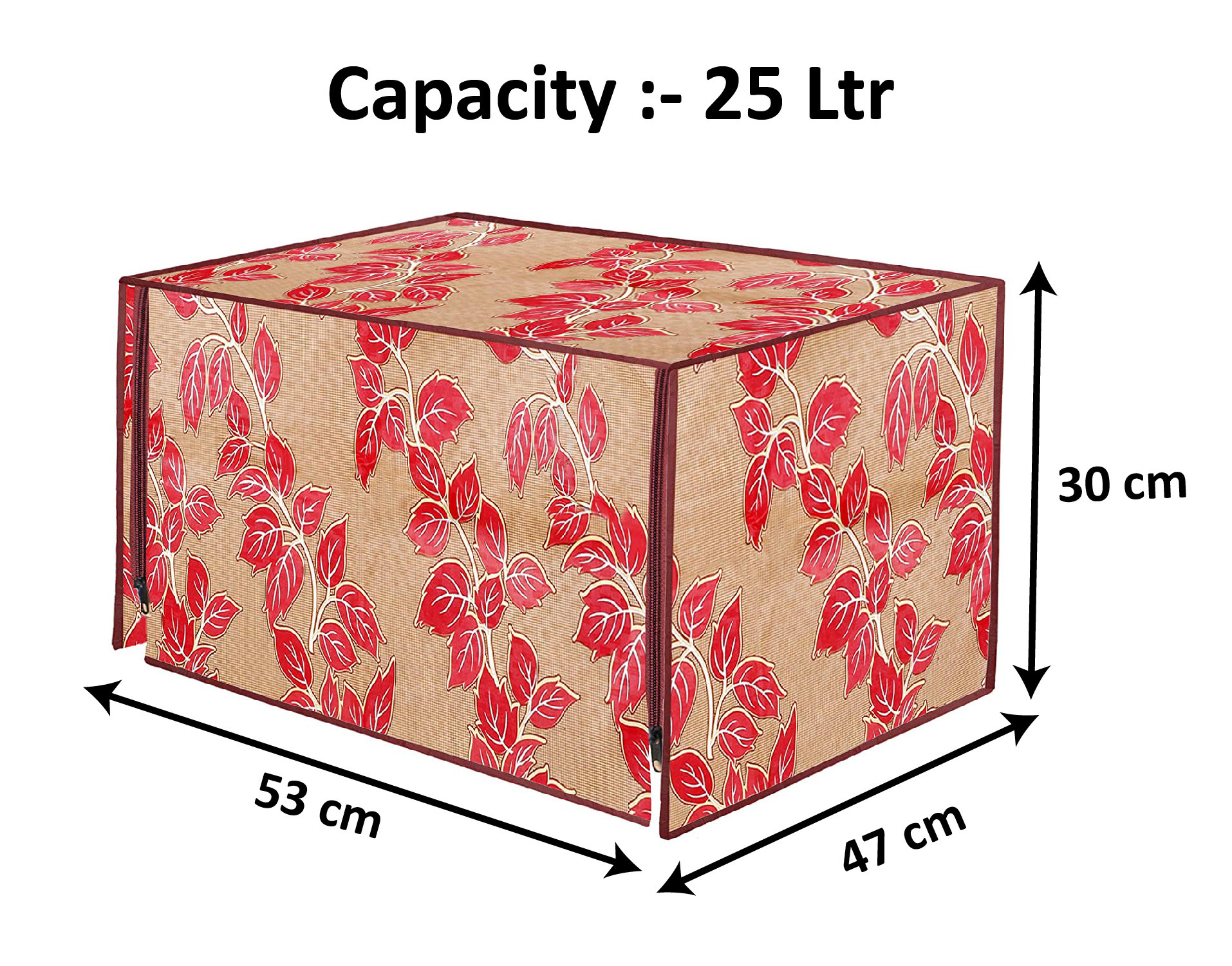Kuber Industries PVC Leaf Printed Microwave Oven Cover,25 Ltr. (Red)-HS43KUBMART25957