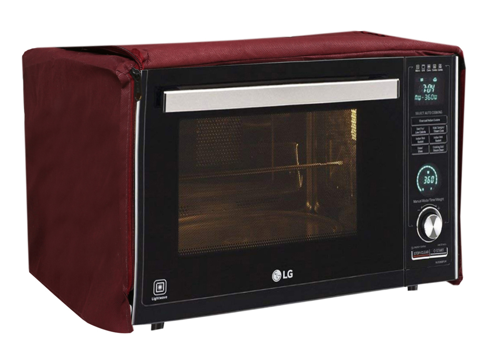 Kuber Industries PVC Leaf Printed Microwave Oven Cover,30 Ltr. (Brown)-HS43KUBMART25967