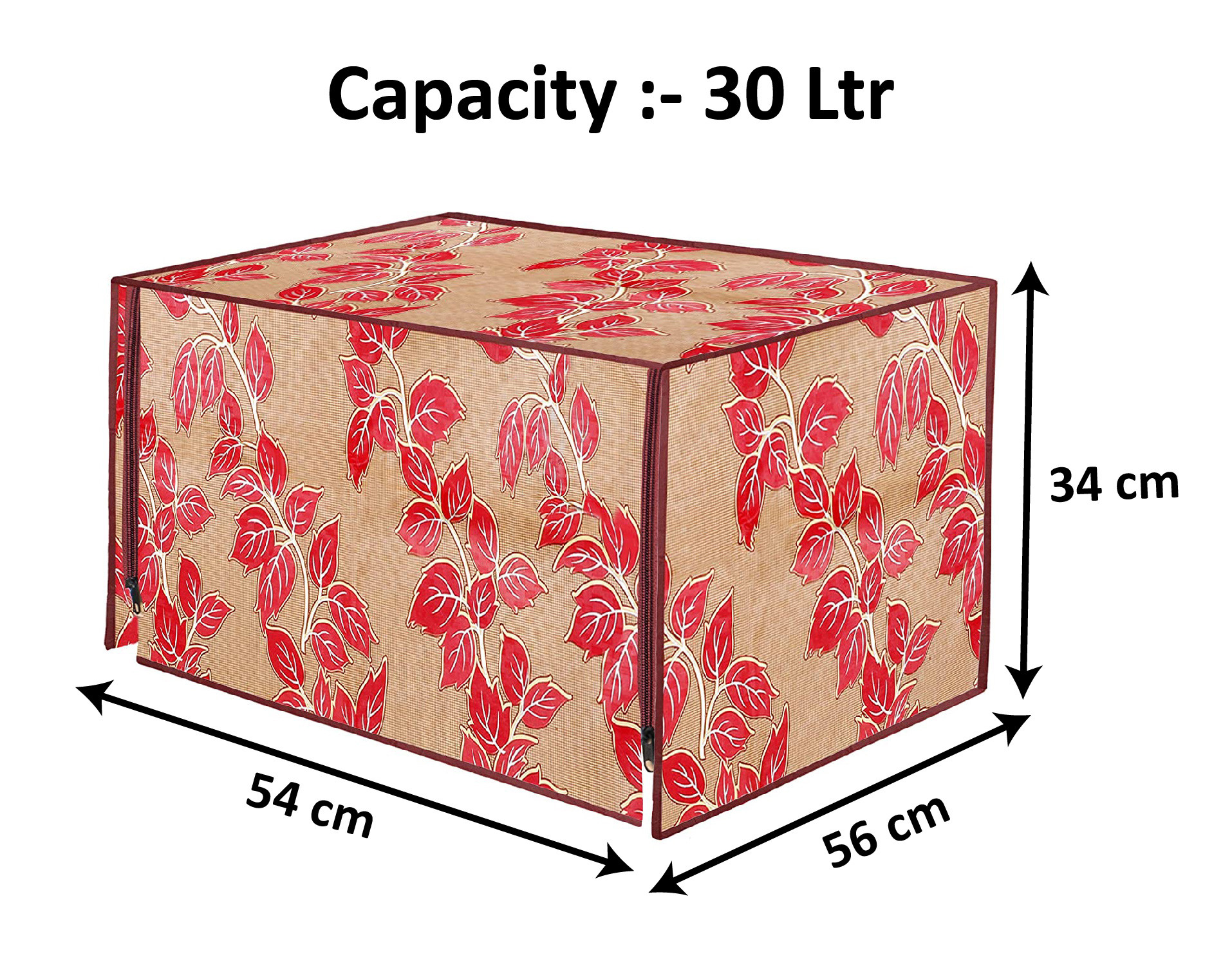 Kuber Industries PVC Leaf Printed Microwave Oven Cover,30 Ltr. (Red)-HS43KUBMART25959