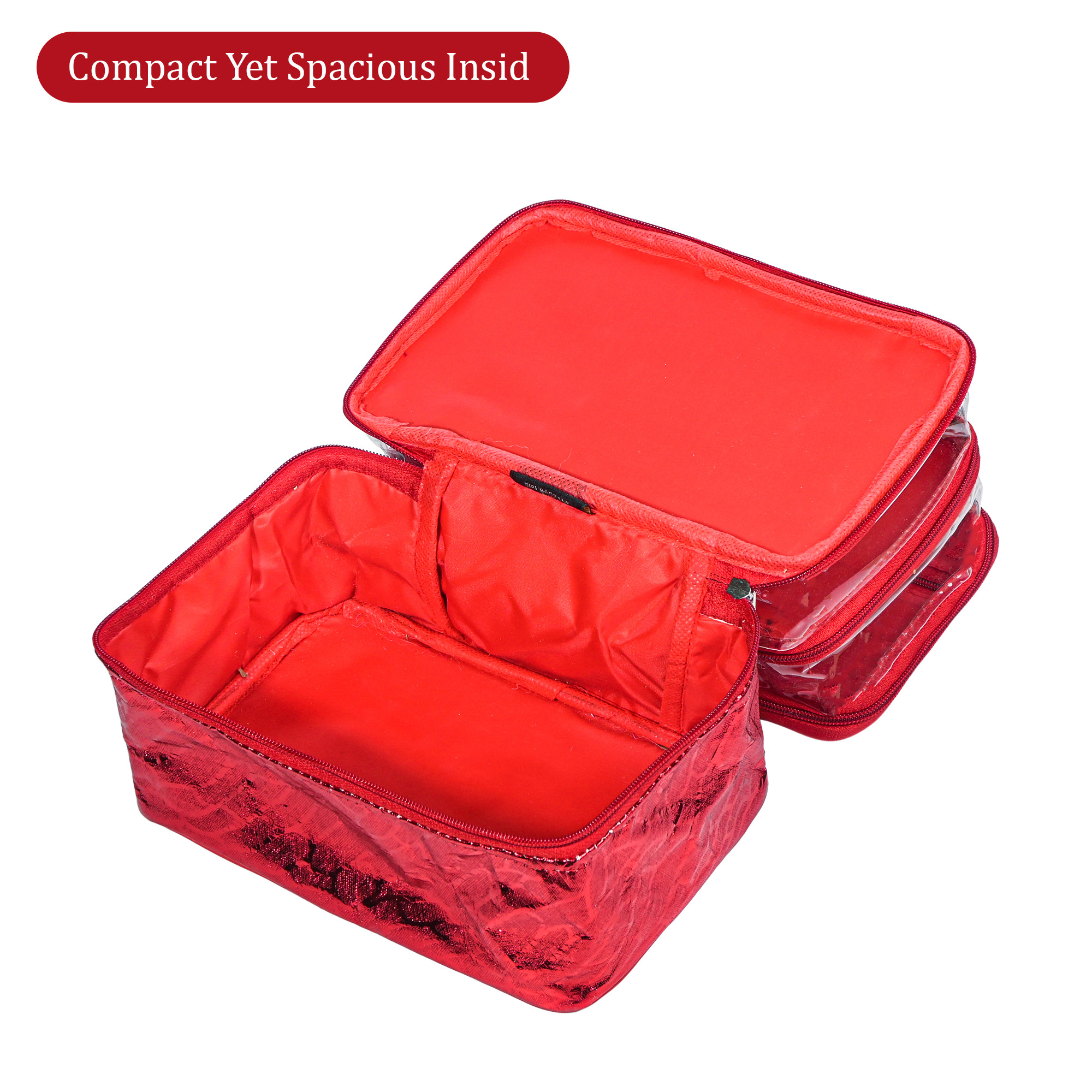 Kuber Industries PVC Makeup Kit for Women with Handle  Multipurpose Beauty Organizer Case  Cosmetic  Toiletry Bag for Storage Brushes Skincare Perfume and Lipsticks  Maroon