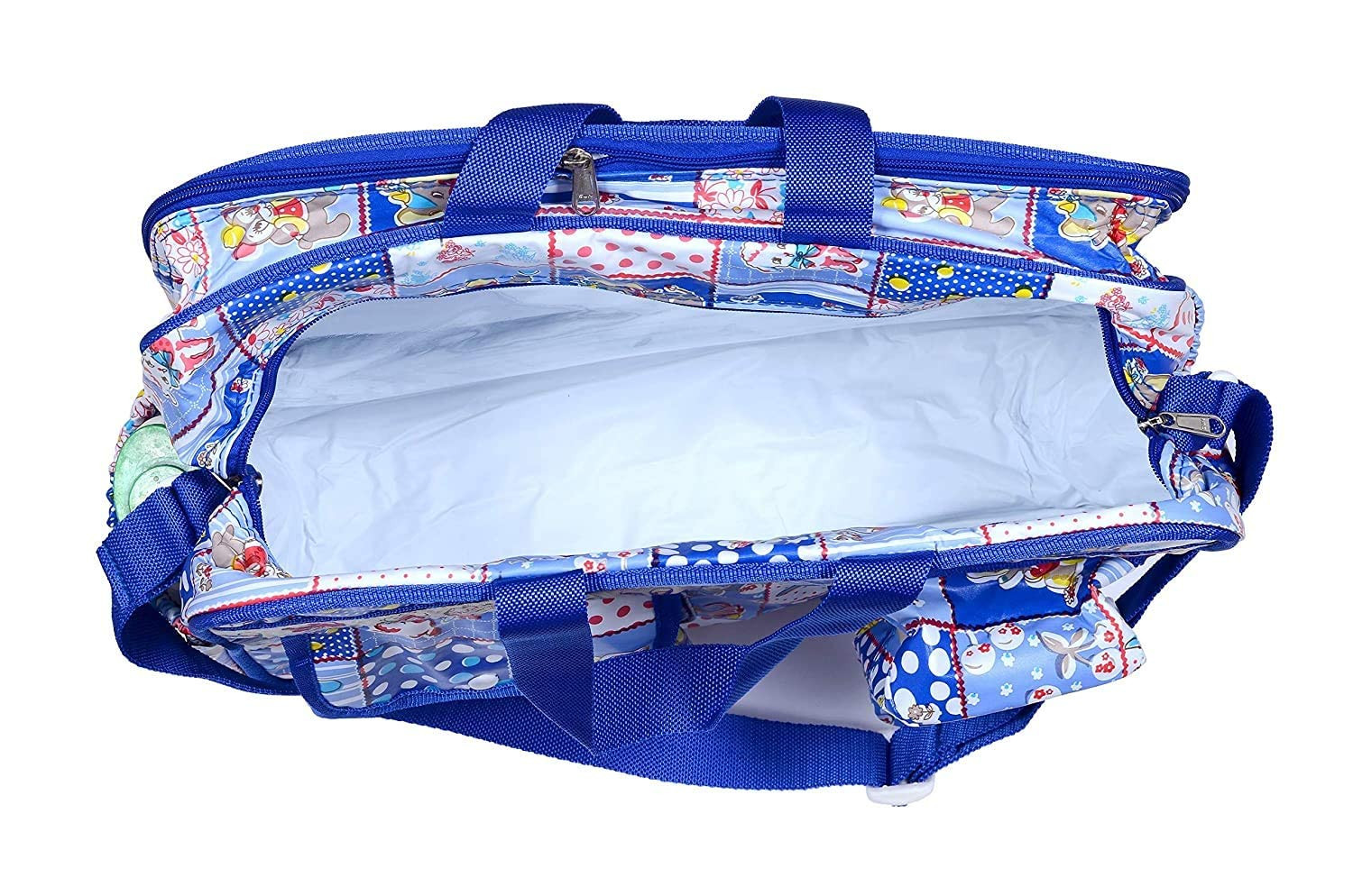 Kuber Industries PVC Multiuses Teddy Print Mothers Bag/Diapers Bag With Handle For Traveling, storing (Blue)