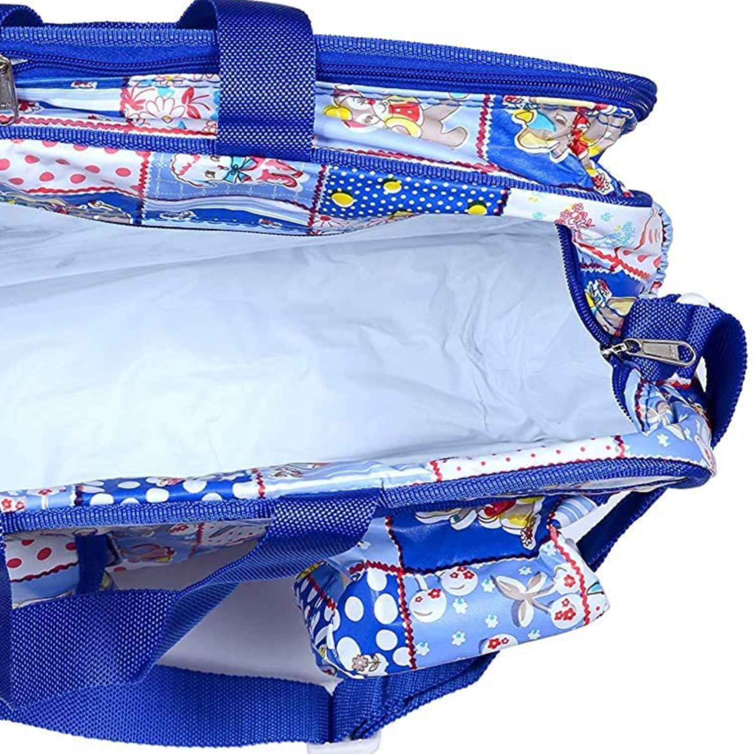 Kuber Industries PVC Multiuses Teddy Print Mothers Bag/Diapers Bag With Handle For Traveling, storing (Blue)