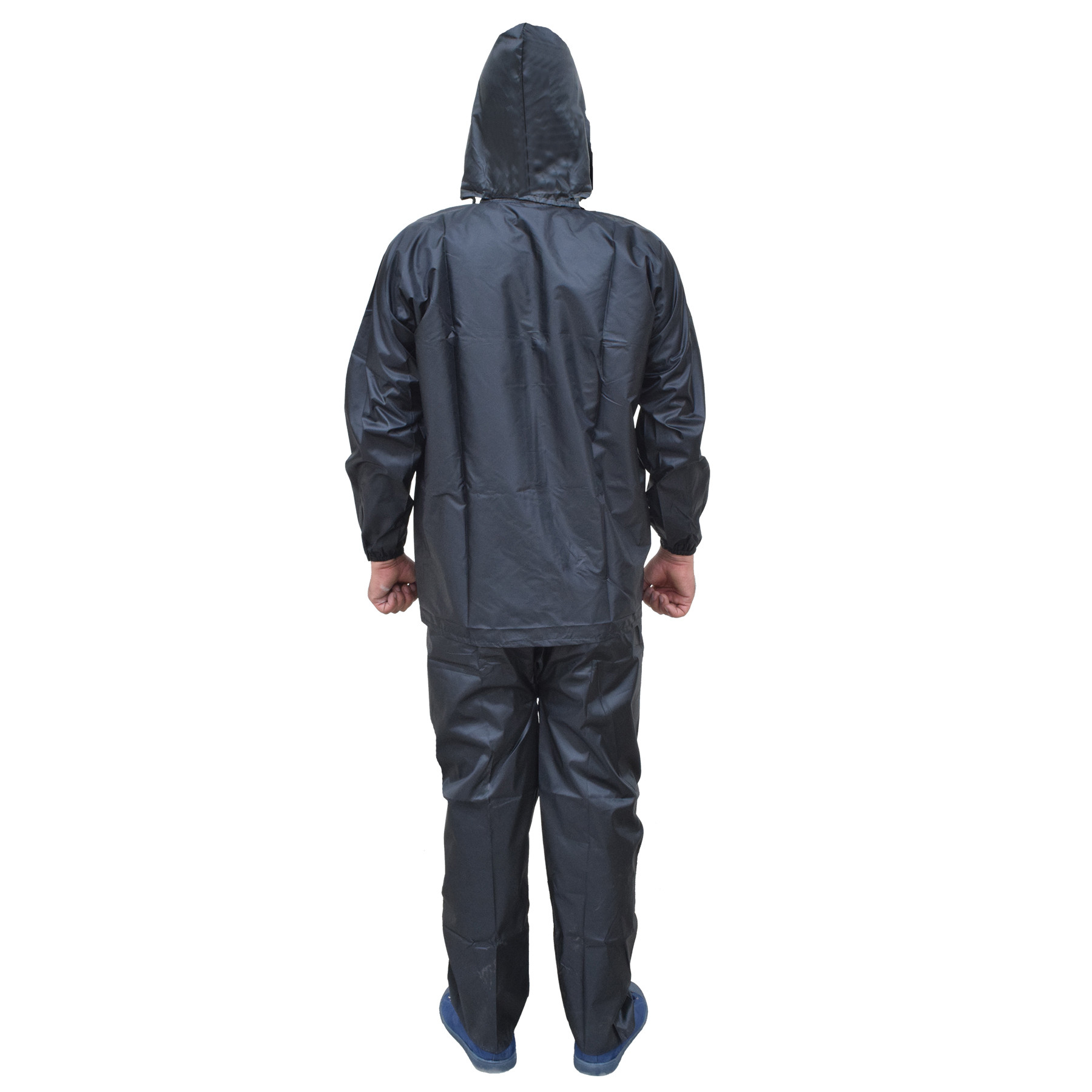 Kuber Industries PVC Raincoat With Adjustable Hood For Men & Women (Black) XL