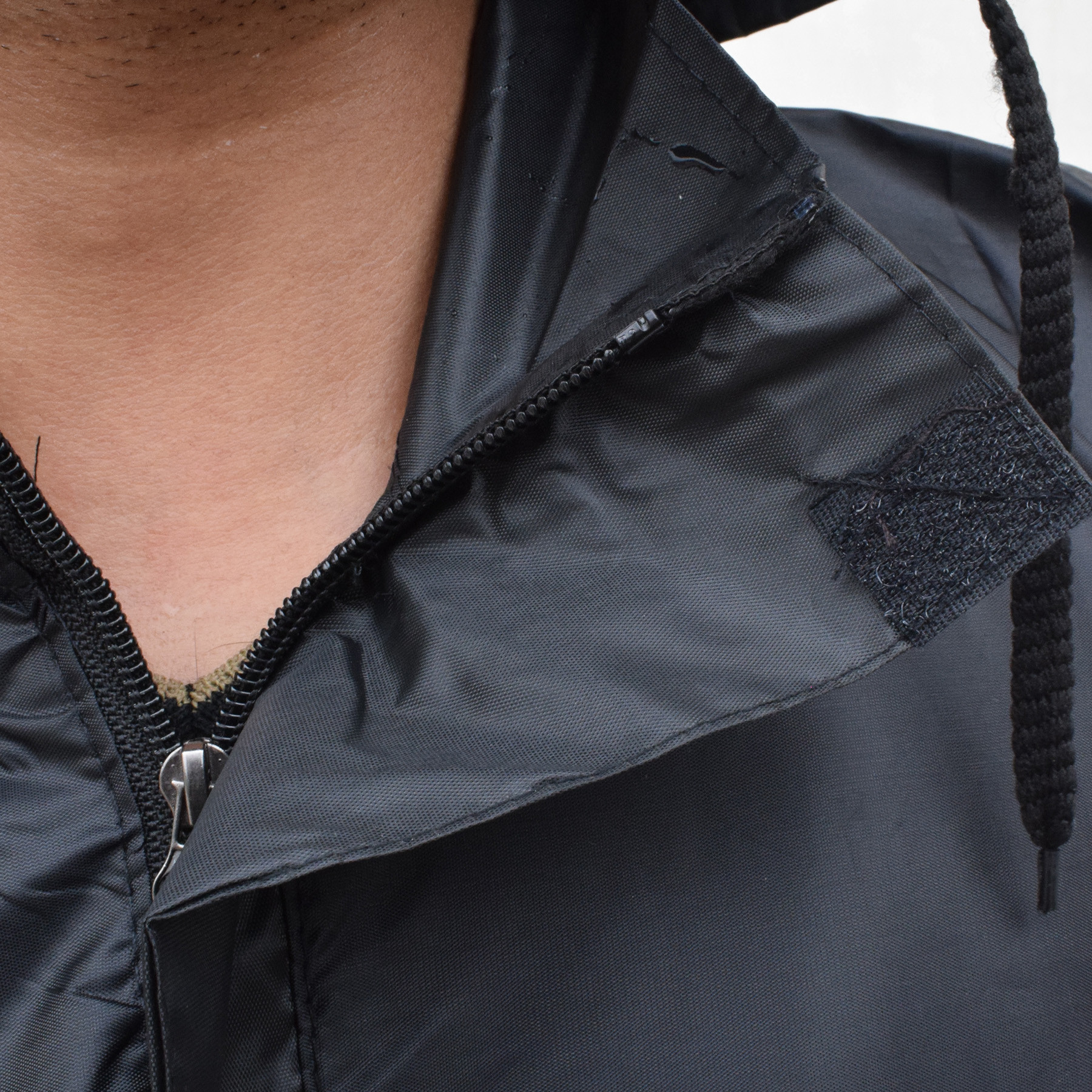 Kuber Industries PVC Raincoat With Adjustable Hood For Men & Women (Black) XL