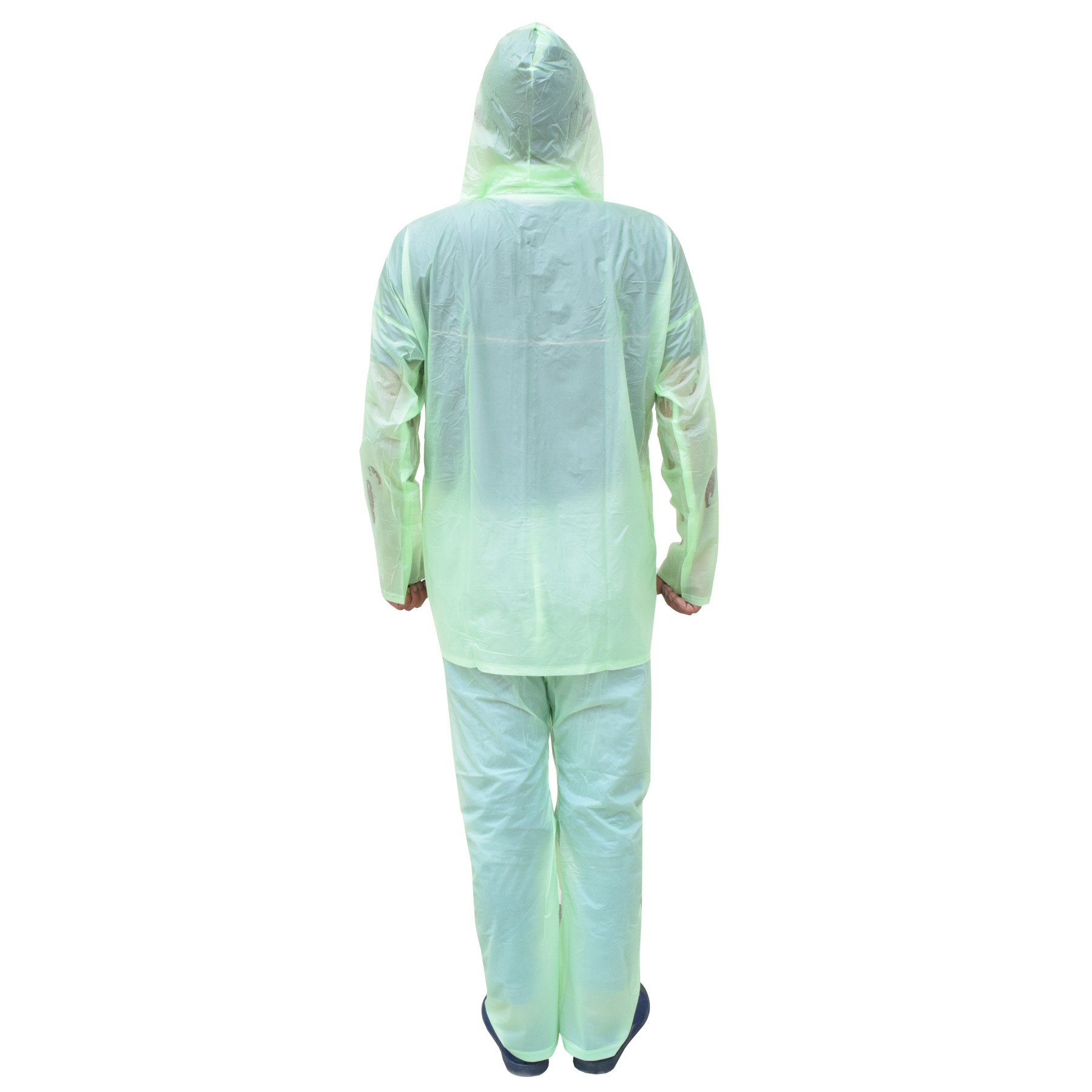 Kuber Industries PVC Raincoat With Adjustable Hood For Men  Women Green XXL