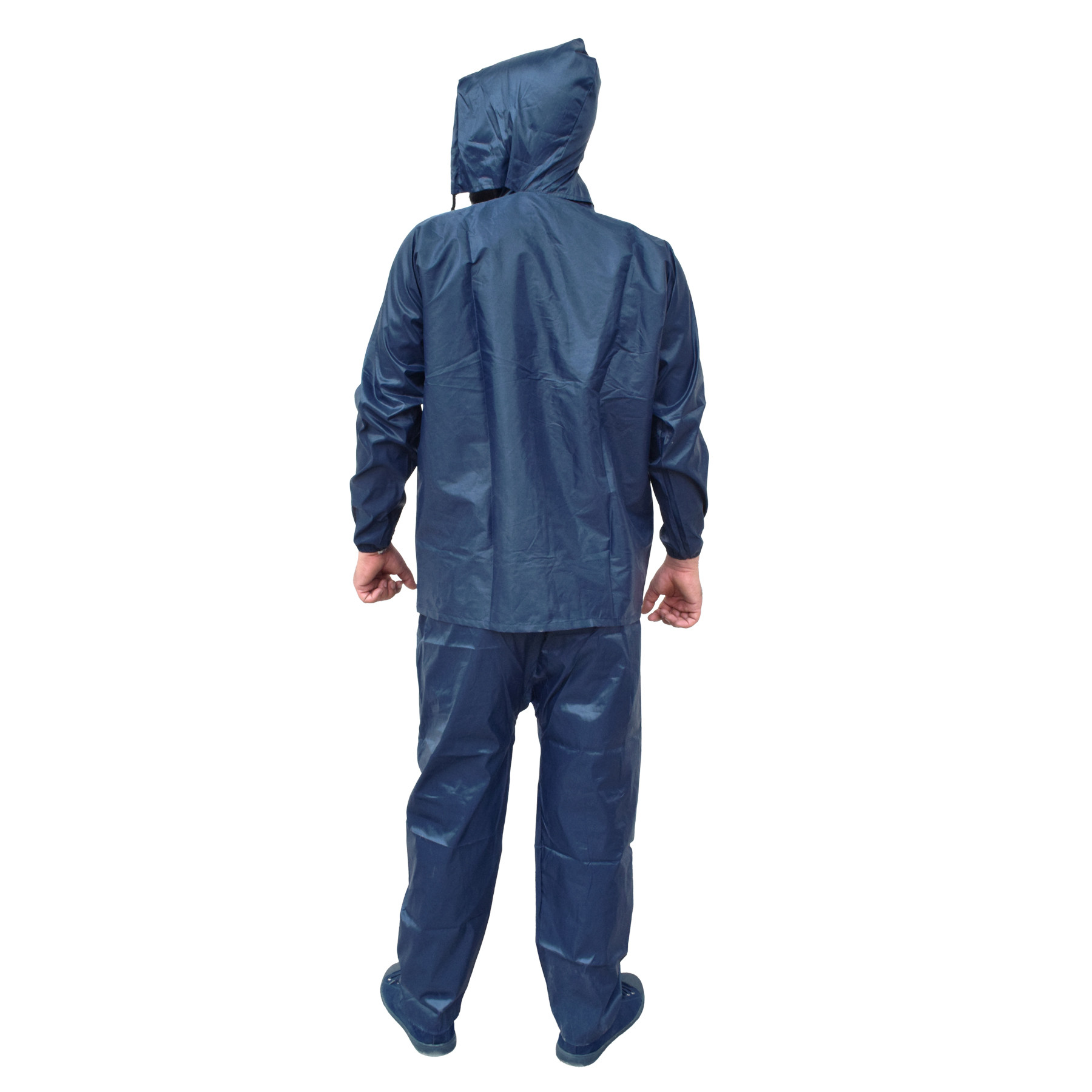Kuber Industries PVC Raincoat With Adjustable Hood For Men  Women Navy Blue XL