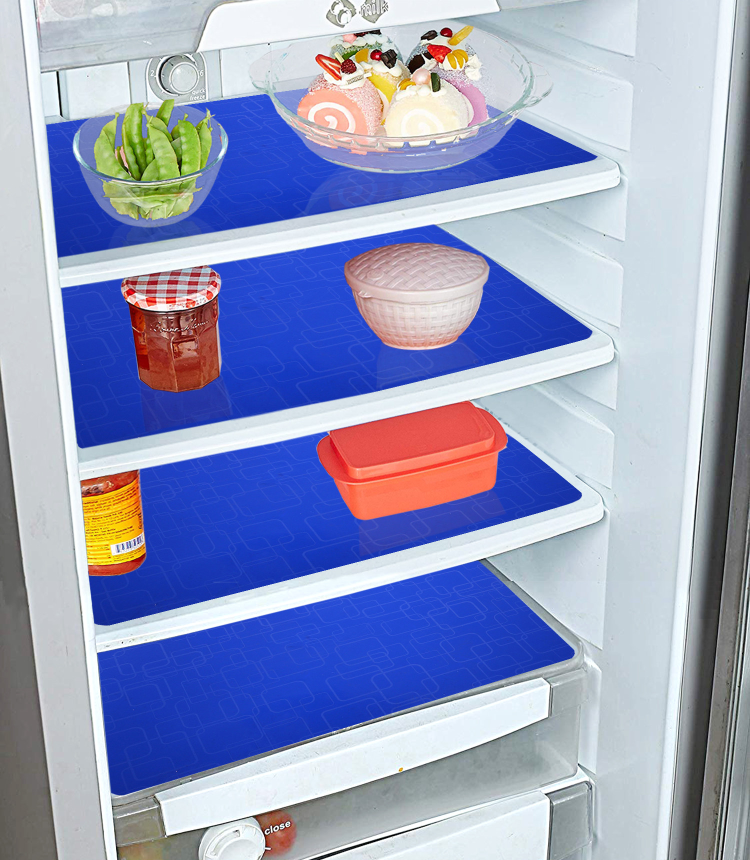Kuber Industries PVC Refrigerator/Fridge Drawer Mat, Set of 6 (Blue)