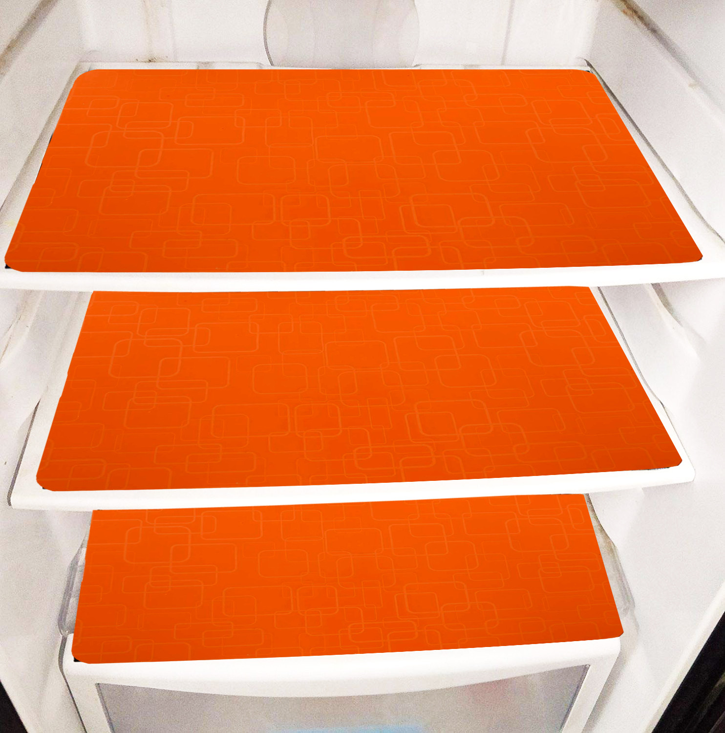 Kuber Industries PVC Refrigerator/Fridge Drawer Mat, Set of 6 (Orange)