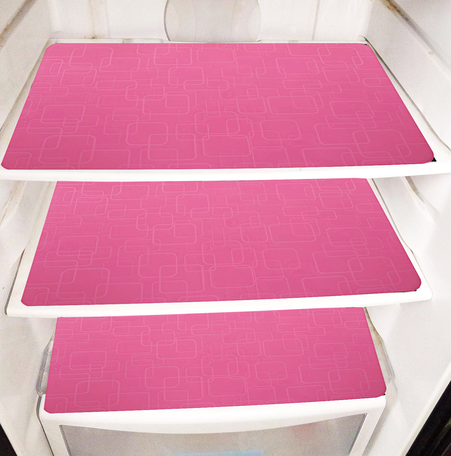 Kuber Industries PVC Refrigerator/Fridge Drawer Mat, Set of 6 (Pink)