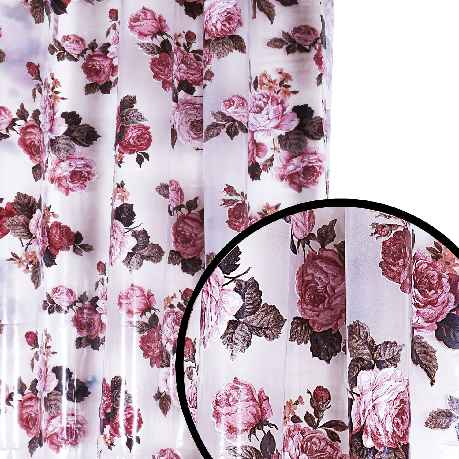 Kuber Industries PVC Rose Print Door Curtain|AC Curtain|Parda For Home Decor With 8 Steel Grommets,7 Feet (Brown)