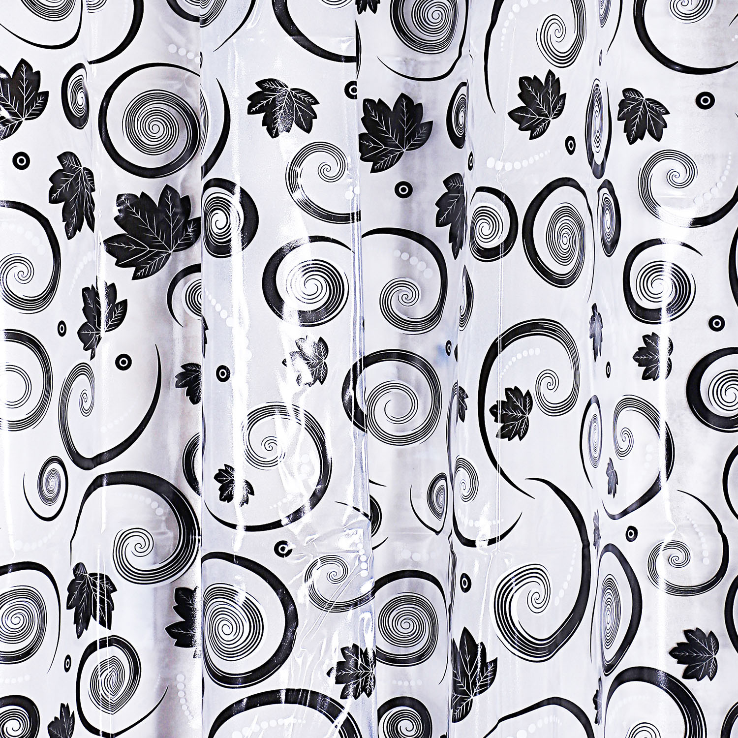 Kuber Industries PVC Spiral Print Door Curtain|AC Curtain Parda For Home Decor With 8 Steel Grommets,7 Feet,(Black)