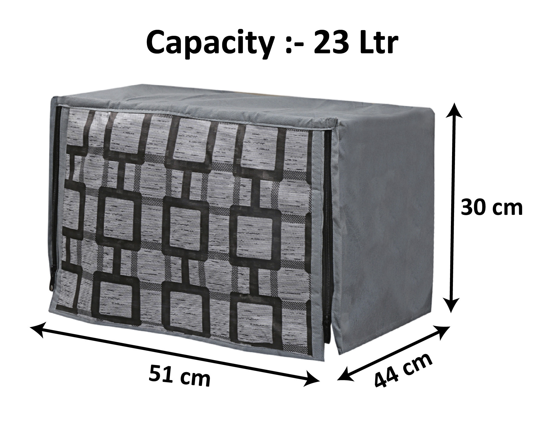 Kuber Industries PVC Square Design Microwave Oven Cover,23 Ltr. (Grey)-HS43KUBMART25971