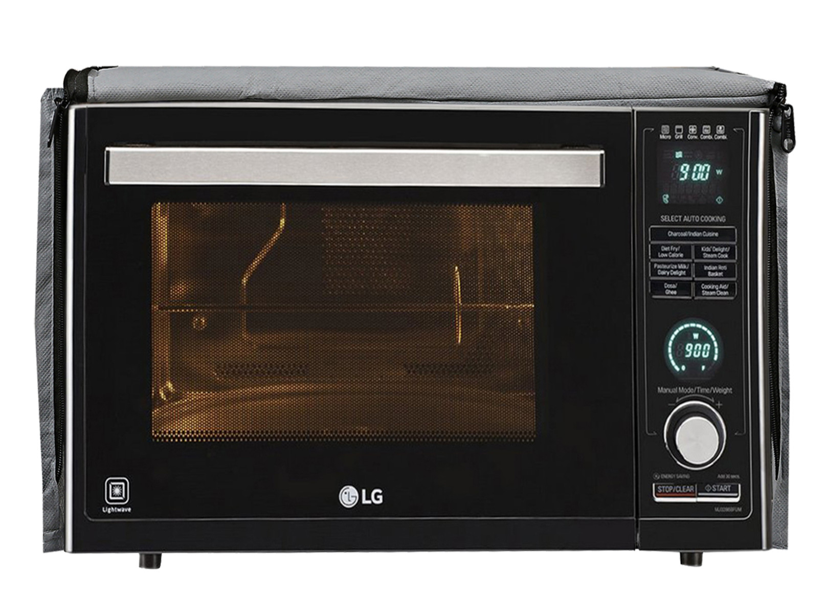 Kuber Industries PVC Square Design Microwave Oven Cover,30 Ltr. (Grey)-HS43KUBMART25975