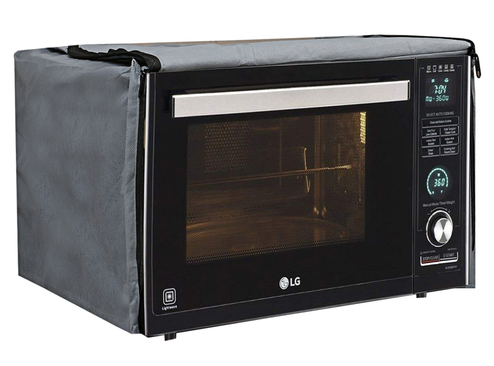 Kuber Industries PVC Square Design Microwave Oven Cover,30 Ltr. (Grey)-HS43KUBMART25975