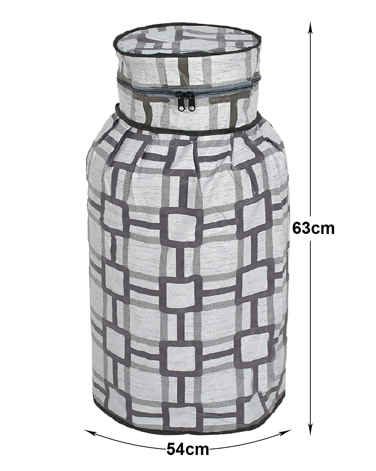 Kuber Industries PVC Square Print Waterproof and Dustproof Cylinder Cover For Home & Kitchen (Grey)