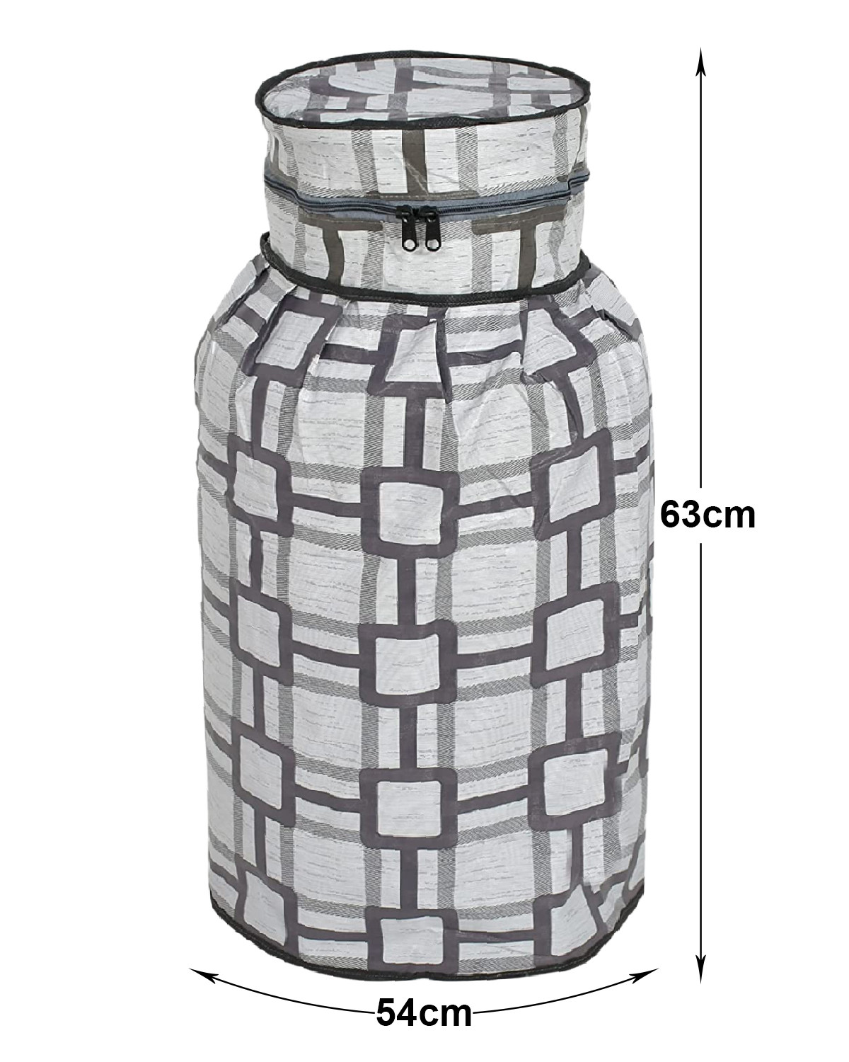 Kuber Industries PVC Square Print Waterproof and Dustproof Cylinder Cover For Home & Kitchen Pack of 2 (Grey)