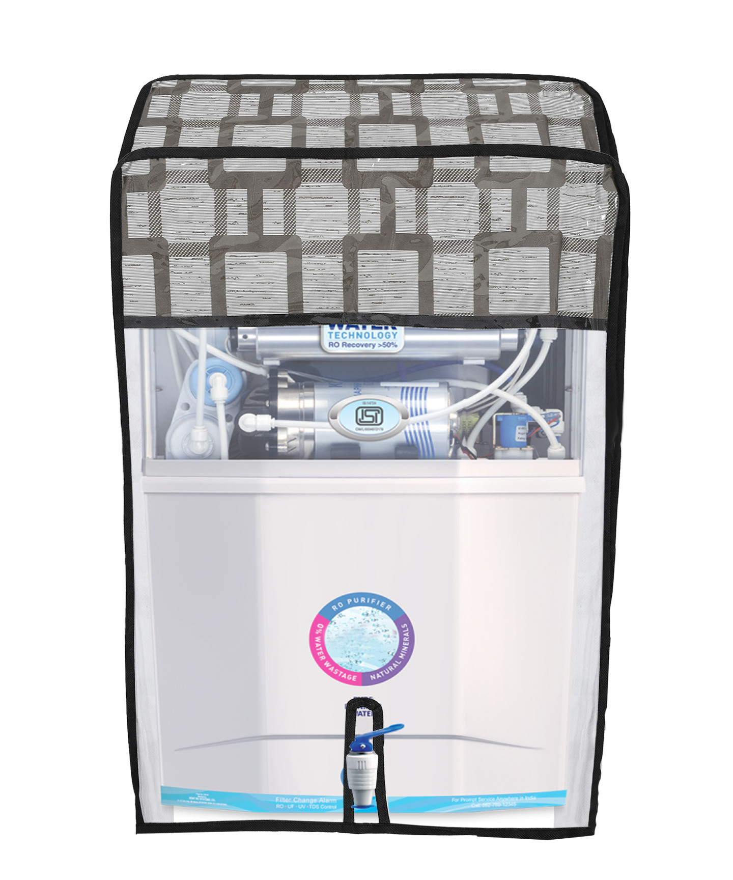 Kuber Industries PVC Squere Print Water Purifier RO Cover For Home & Kitchen (Blue) 54KM4145