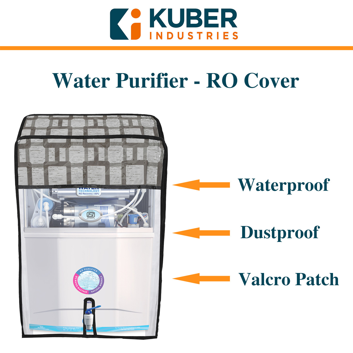 Kuber Industries PVC Squere Print Water Purifier RO Cover For Home & Kitchen (Blue) 54KM4145