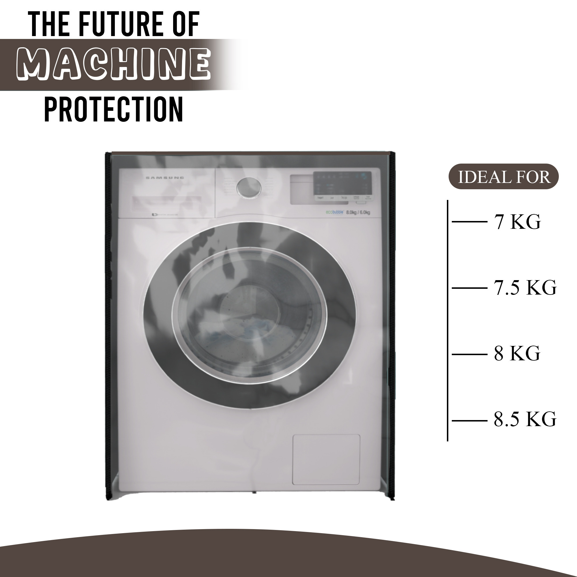 Kuber Industries PVC Transparent Front Load Washing Machine Cover for IFB 7 kg 75 kg 8 kg  85 Kg  Waterproof  Dustproof Washing Machine Cover  Plain - Brown