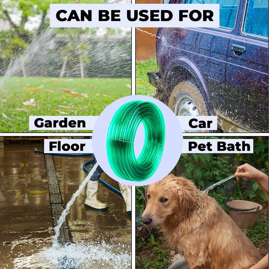 Kuber Industries PVC Water Pipe 15 Meter | Multi-Utility Water Pipe for Garden, Car Cleaning & Pet Cleaning | Durable, Light Weight, & Flexible Hose Pipe for Gardening | Green |