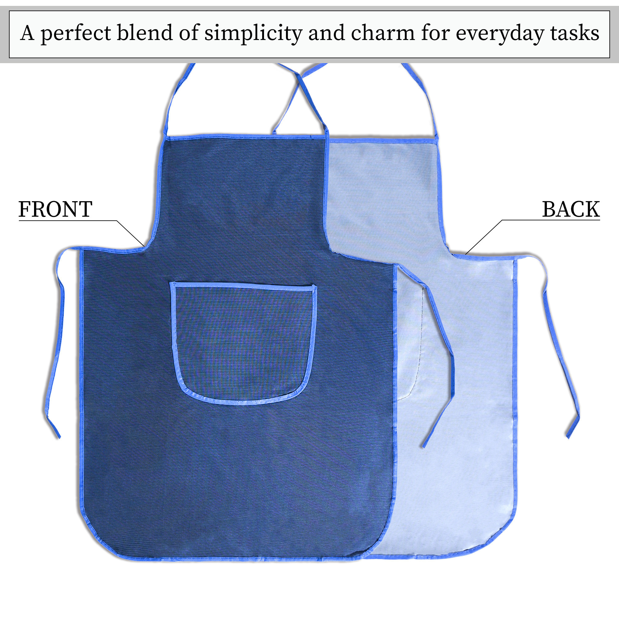 Kuber Industries PVC Waterproof Apron for Women  Men with Center Pocket  Machine Washable Kitchen Apron for Home Grill  Restaurant  Mini Check Print - Blue