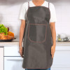 PVC Waterproof Apron for Women & Men with Center Pocket | Machine Washable Kitchen Apron for Home, Grill & Restaurant | Mini Check Print - Brown