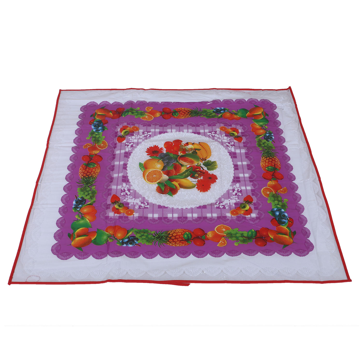 Kuber Industries PVC Waterproof Fruits Print Bed Server|Food Mat|Bedsheet Protector For Home & Outdoor (White)