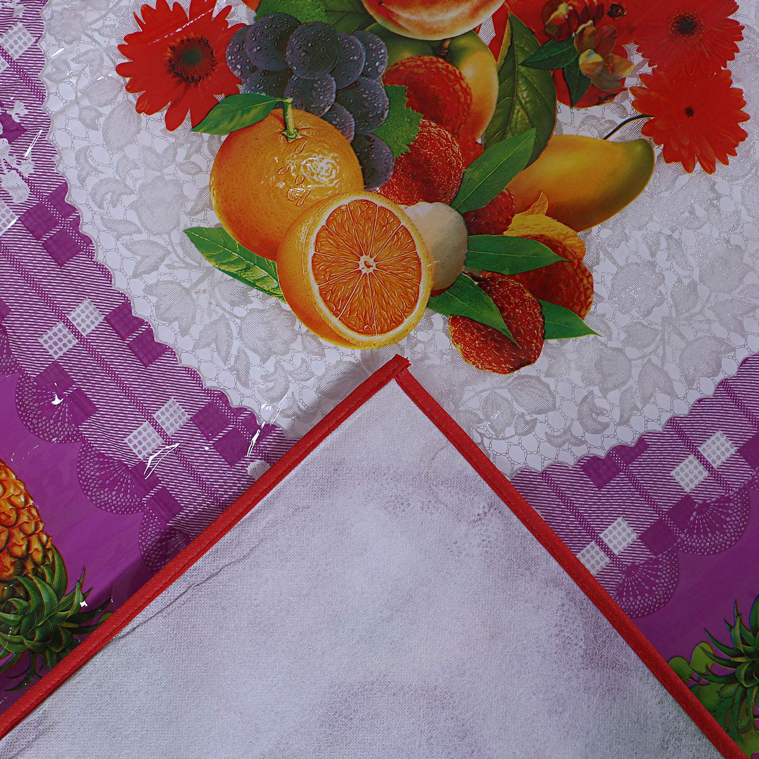 Kuber Industries PVC Waterproof Fruits Print Bed Server|Food Mat|Bedsheet Protector For Home & Outdoor (White)