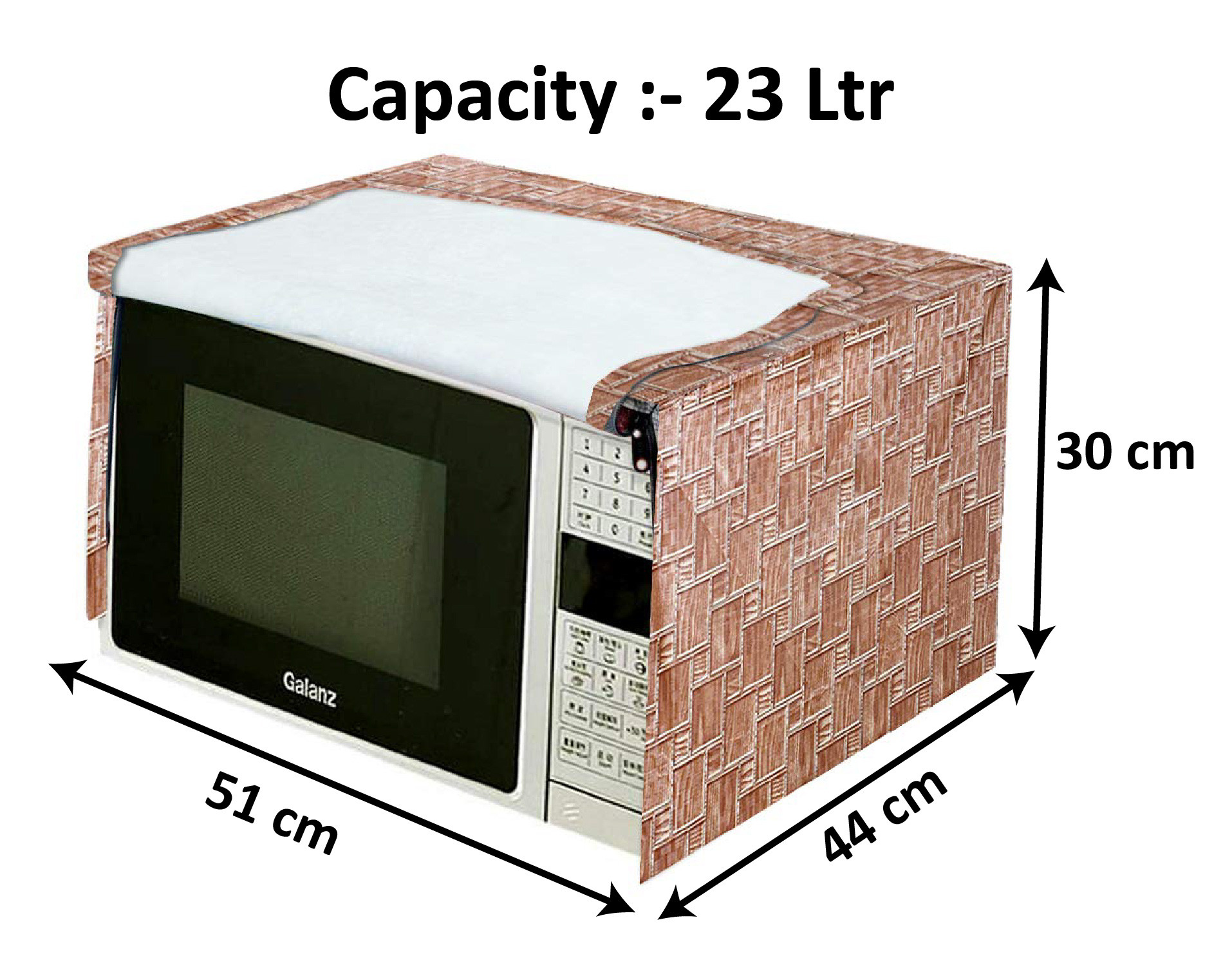 Kuber Industries PVC Wooden Check Printed Microwave Oven Cover,23 Ltr. (Brown)-HS43KUBMART25987