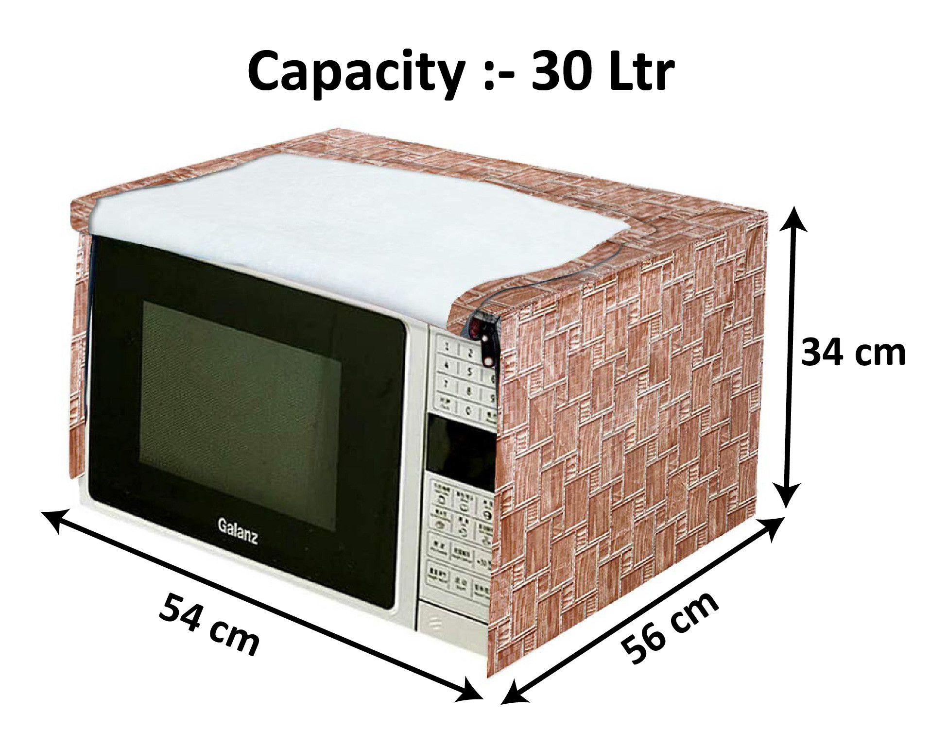 Kuber Industries PVC Wooden Check Printed Microwave Oven Cover,30 Ltr. (Brown)-HS43KUBMART25991