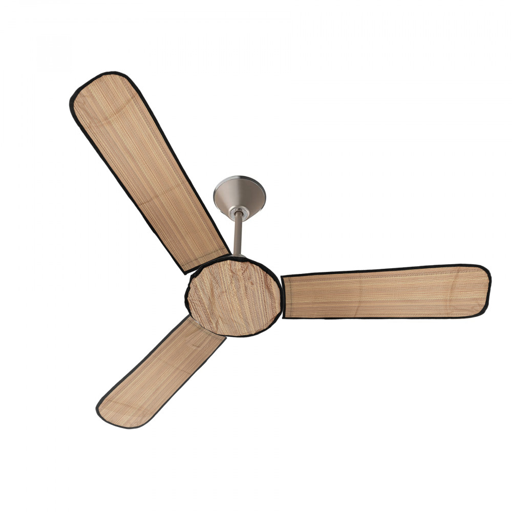Kuber Industries PVC Wooden Design Dust Proof Three Blade Ceiling Fan Cover (Light Brown) 54KM4011