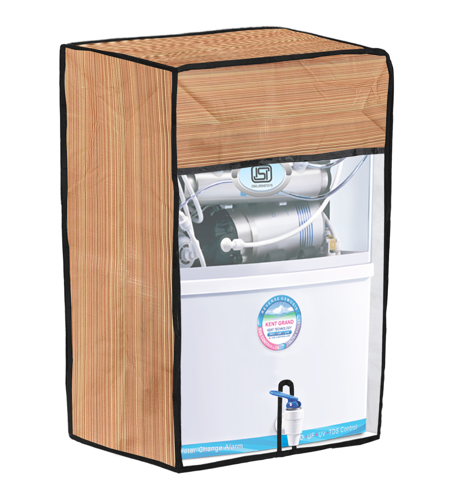 Kuber Industries PVC Wooden Print Water Purifier RO Cover For Home & Kitchen (Light Brown) 54KM4146