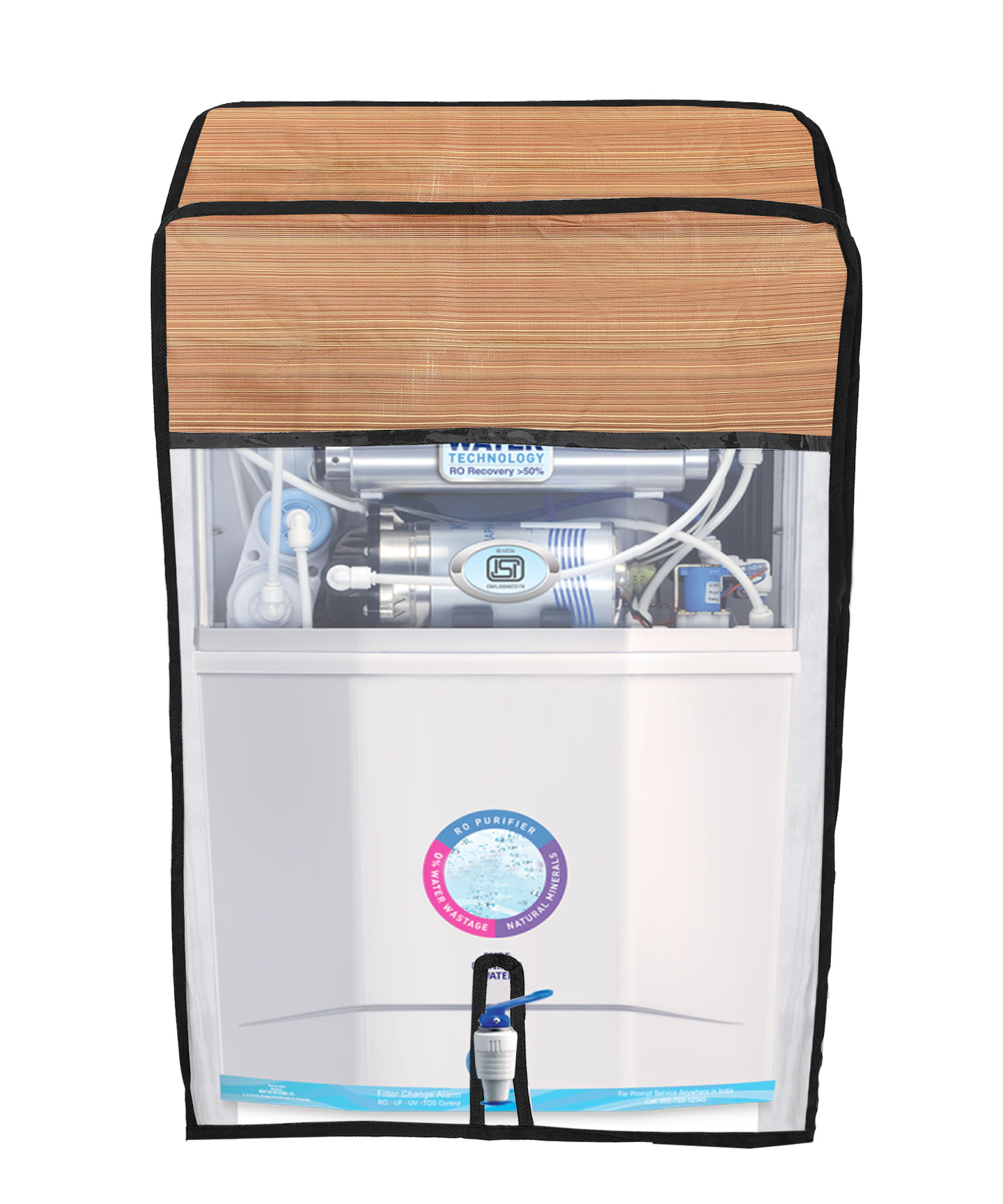 Kuber Industries PVC Wooden Print Water Purifier RO Cover For Home & Kitchen (Light Brown) 54KM4146